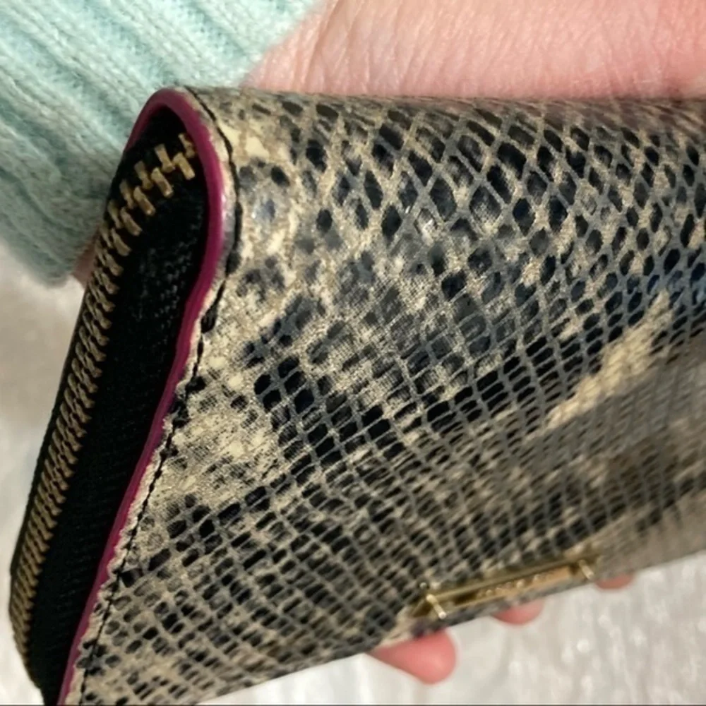 Stella & dot python embossed leather wristlet wallet